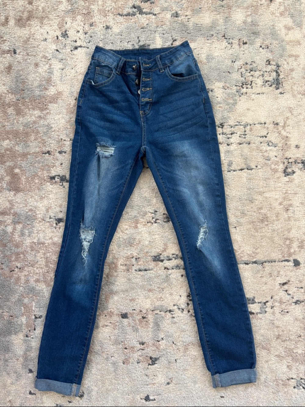 SHEIN High-Rise Distressed Women’s Jeans - Dark Blue size Small -Never Worn!